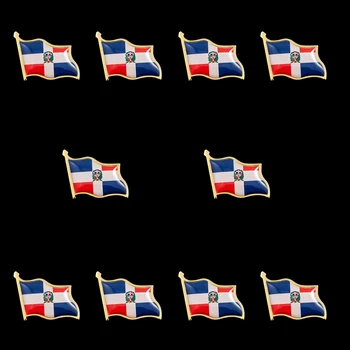 10DB Dominikai Ország Nemzeti Zászló, Jelvény Bross Zászlót Kitűző Nemzetközi Utazási Csapok Gyűjthető