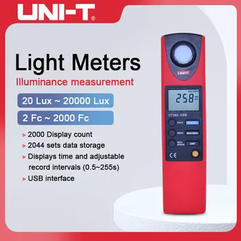 EGYSÉG UT382 Luxmeter Mérési FC & LUX Automatikus Tartomány Adatok Naplózását USB Interfész Szint Mérő Digitális Fény Illuminometers