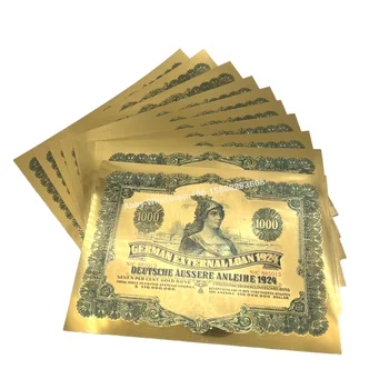 Különböző sorozatszám arany német bond $1000 Arany Fólia bankjegy Németország kötvények Művészeti Műanyag, UV lámpa gyűjtemény Ajándék