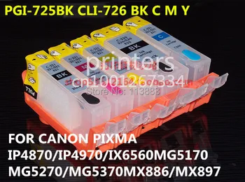PGI-725 CLI726 újratölthető tintapatron canon PIXMA IP4870 IP4970 IX6560 MG5170 MG5270 MG5370 MX886 MX897 nyomtatók 5color